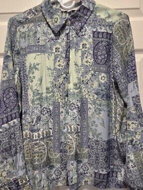 Beautiful Rose & Olive Patchwork Blouse